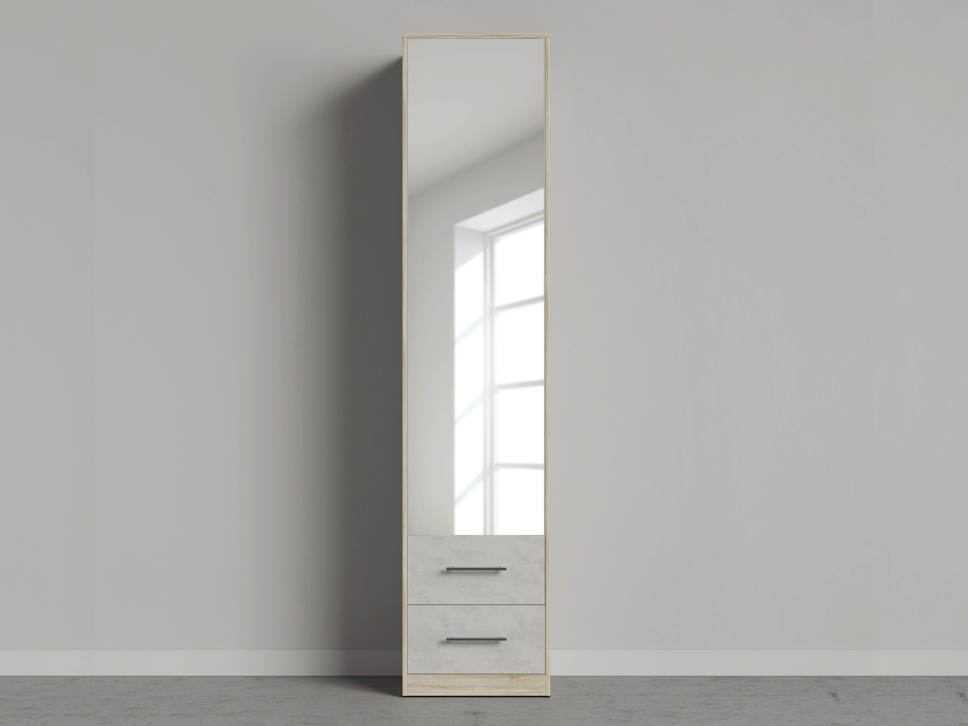 1 Skab 50 cm (Standard 45 cm dybde) Oak Sonoma / Mirror / Beton