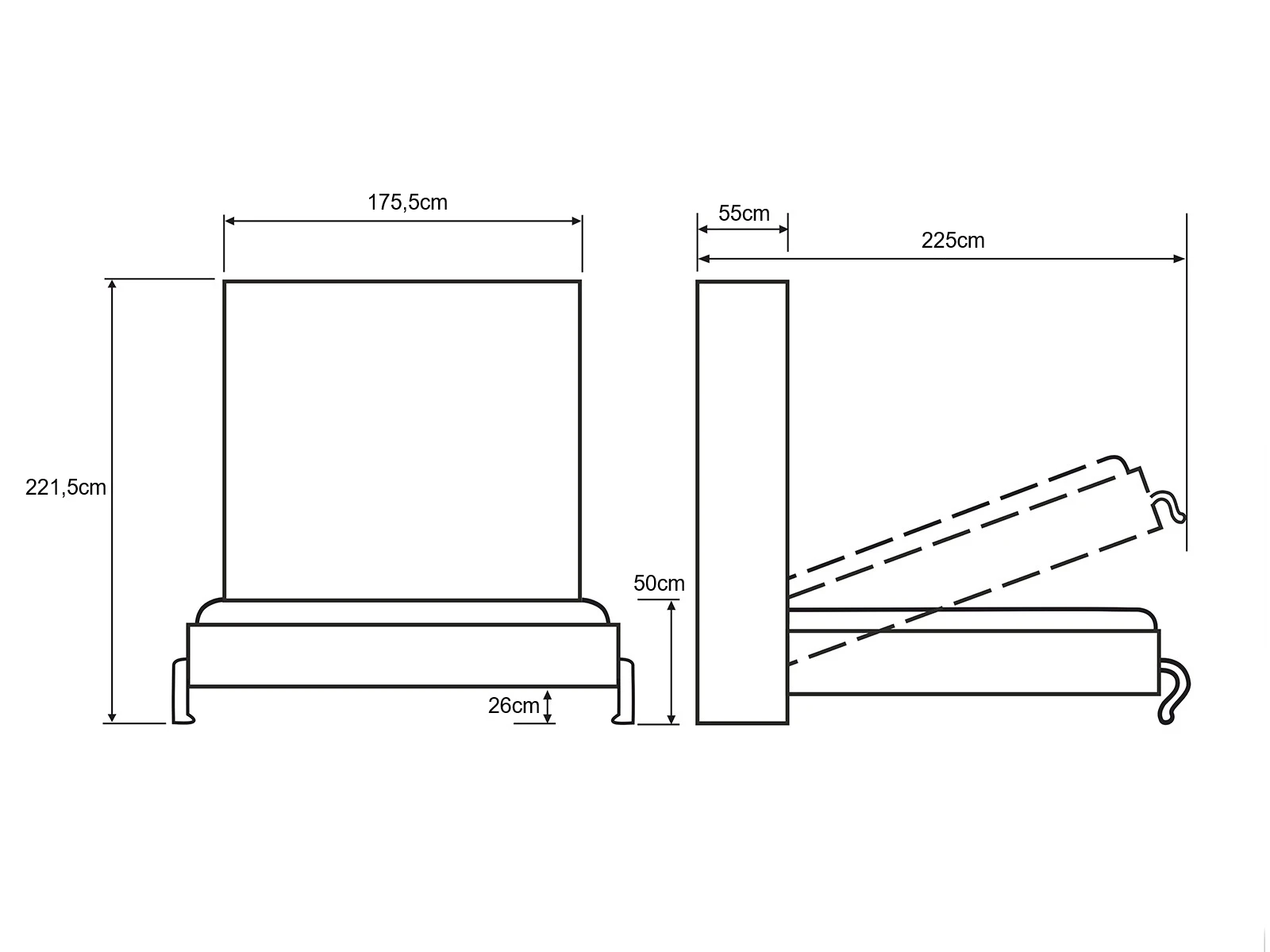 Skabsseng 160x200 Lodret (Standard 55 cm dybde) Antracit / Hvid picture 11