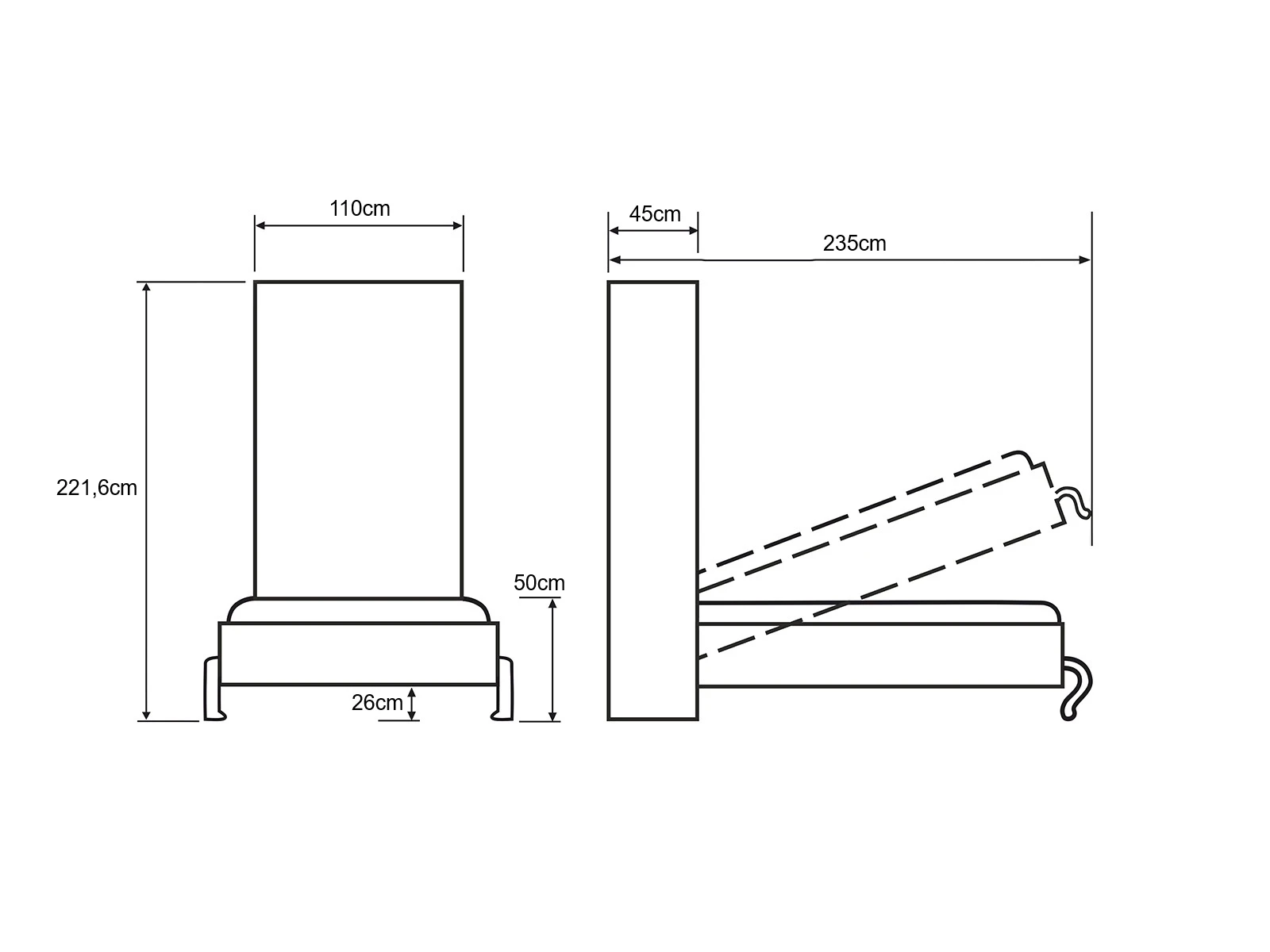 Skabsseng 90x200 Lodret (Standard 45 cm dybde) Hvid / Hvid Højglans picture 11