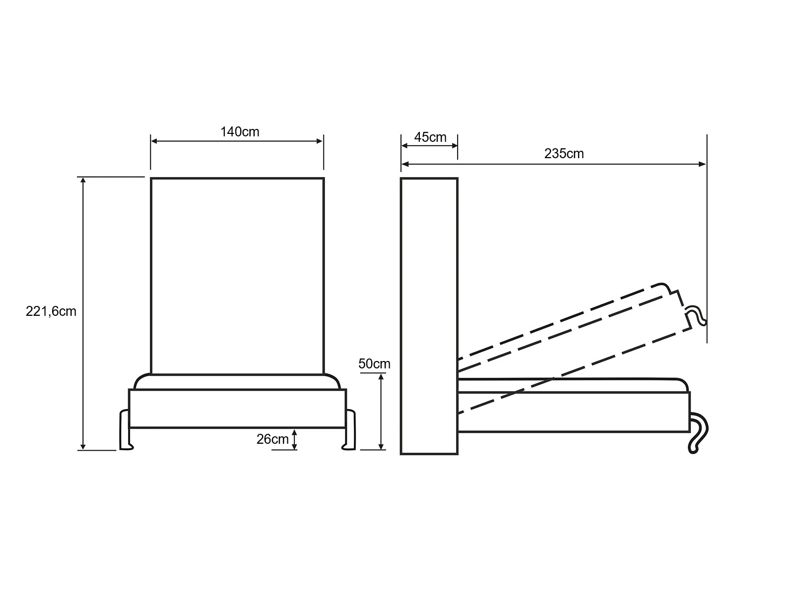 Skabsseng 120x200 Vandret (Standard 45 cm dybde) Hvid / Vild Eg picture 11