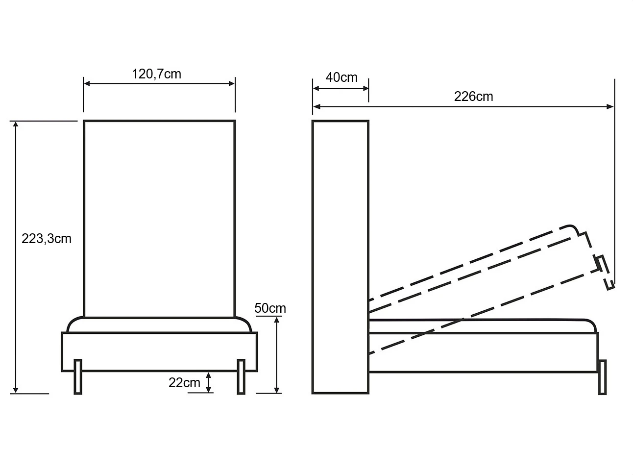 Skabsseng 100x200 Lodret (Classic 40 cm dybde) Hvid picture 10