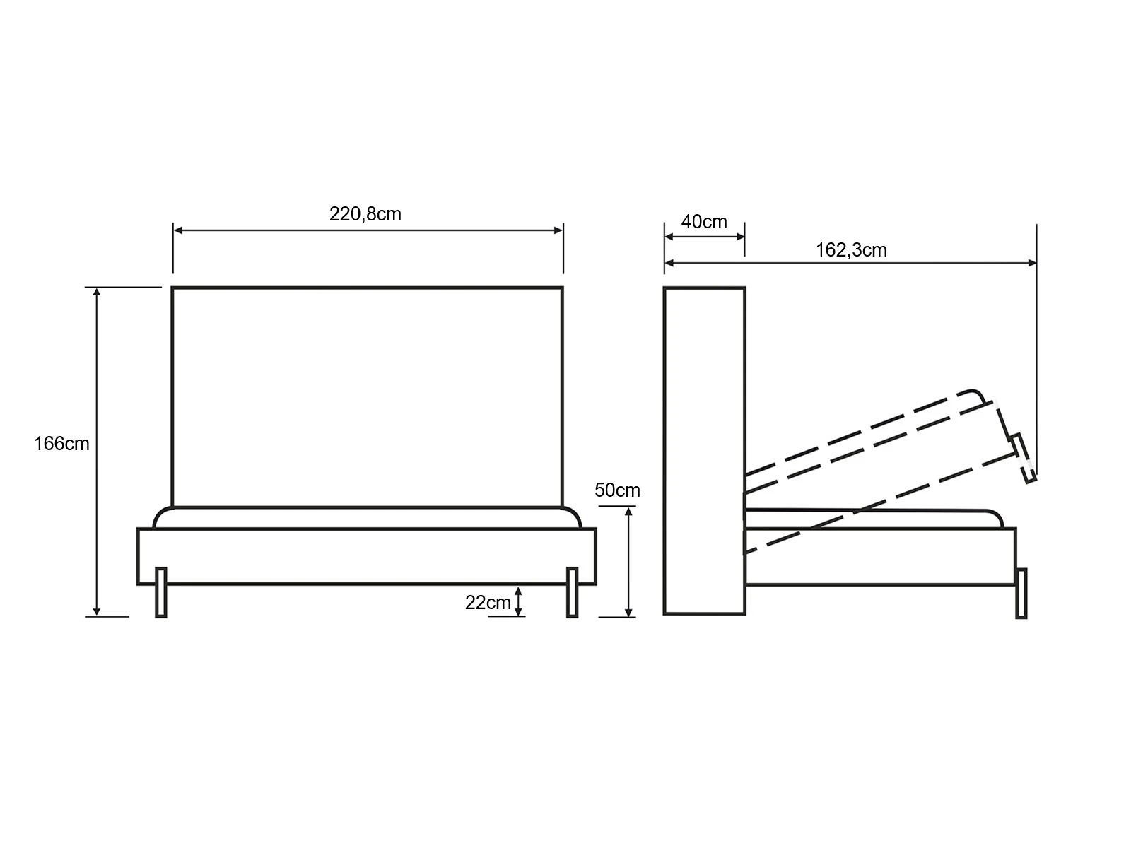 Skabsseng 140x200 Lodret (Classic 40 cm dybde) Hvid / Vild Eg picture 10