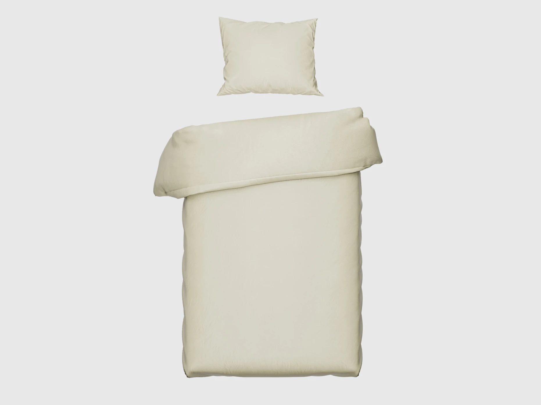 1 Satin-sengetøj 155x220 cm Creme (2 dele) med lynlås