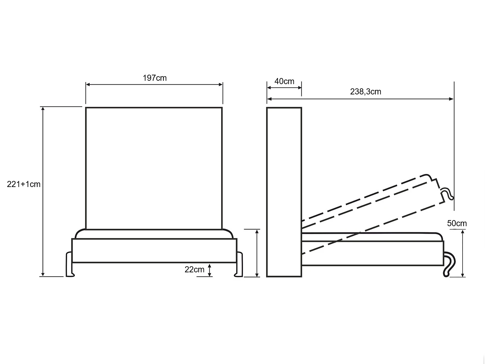 Skabsseng 180x200 Lodret (M1) Hvid / Kaiser Eg picture 15