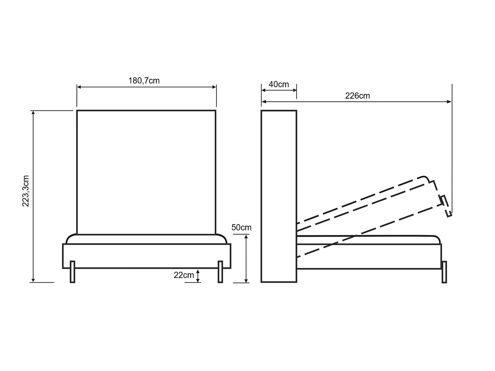 Skabsseng 160x200 Lodret (Classic 40 cm dybde) Hvid picture 10