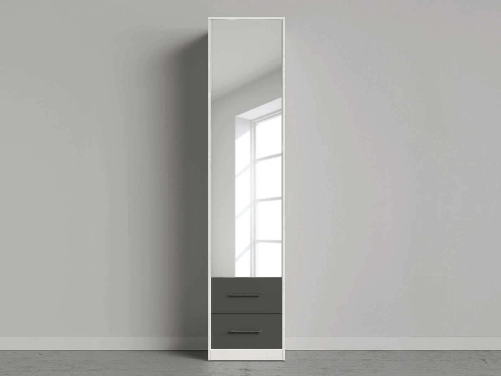 Skabsseng SET 140x200cm Vertical + 2x Cabinets 50cm Hvid/Antracit med Spejl picture 3